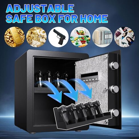 2.5 Cuft Safe Box مقاوم للماء مقاوم للماء مقابل المال آمن للمنزل الآمن للمنزل البيومترية الخزائن الصغيرة مع أرفف قابلة للإزالة لضوء LED النقدي للفندق المكتبي استخدام خزانات إثبات مياه الحريق in Saudi Arabia