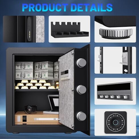 2.5 Cuft Safe Box مقاوم للماء مقاوم للماء مقابل المال آمن للمنزل الآمن للمنزل البيومترية الخزائن الصغيرة مع أرفف قابلة للإزالة لضوء LED النقدي للفندق المكتبي استخدام خزانات إثبات مياه الحريق in Saudi Arabia