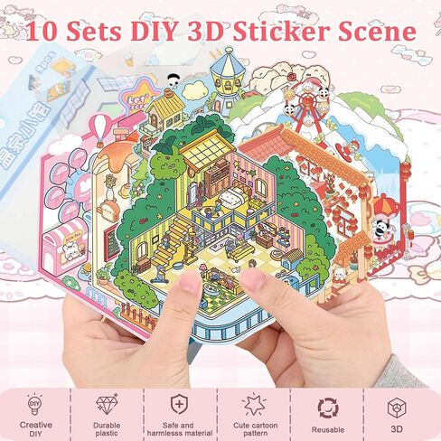 10 مجموعات مشهد ملصق ثلاثي الأبعاد ، علاج الملصقات DIY ، ملصقات Kawaii ثلاثية الأبعاد للبالغين فتيات الأطفال ، بناء ملصقات المشهد الخاصة بك مجموعة مريحة غرفة صغيرة لطيفة المنزل ، الإغاثة مرور الوقت in Kuwait