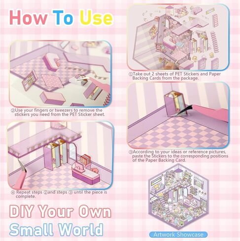 10 مجموعات مشهد ملصق ثلاثي الأبعاد ، علاج الملصقات DIY ، ملصقات Kawaii ثلاثية الأبعاد للبالغين فتيات الأطفال ، بناء ملصقات المشهد الخاصة بك مجموعة مريحة غرفة صغيرة لطيفة المنزل ، الإغاثة مرور الوقت in Kuwait