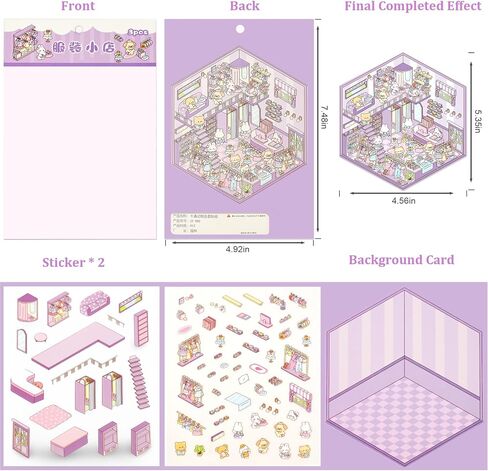 10 مجموعات مشهد ملصق ثلاثي الأبعاد ، علاج الملصقات DIY ، ملصقات Kawaii ثلاثية الأبعاد للبالغين فتيات الأطفال ، بناء ملصقات المشهد الخاصة بك مجموعة مريحة غرفة صغيرة لطيفة المنزل ، الإغاثة مرور الوقت in Kuwait