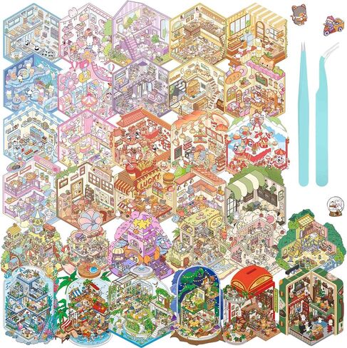 10 مجموعات مشهد ملصق ثلاثي الأبعاد ، علاج الملصقات DIY ، ملصقات Kawaii ثلاثية الأبعاد للبالغين فتيات الأطفال ، بناء ملصقات المشهد الخاصة بك مجموعة مريحة غرفة صغيرة لطيفة المنزل ، الإغاثة مرور الوقت in Kuwait
