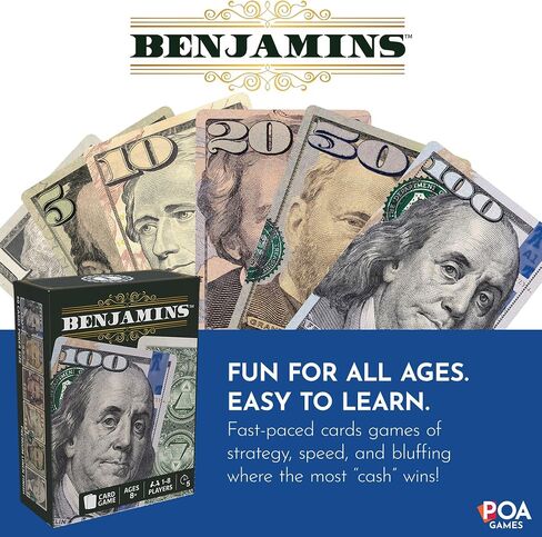 Benjamins Cash Cards – Money-Themed Card Games for Adults, Teens & Families, Fast-Paced Strategy Card Games for Parties, Entertaining & Fun Games for Family Night. Play with Money. in Saudi Arabia