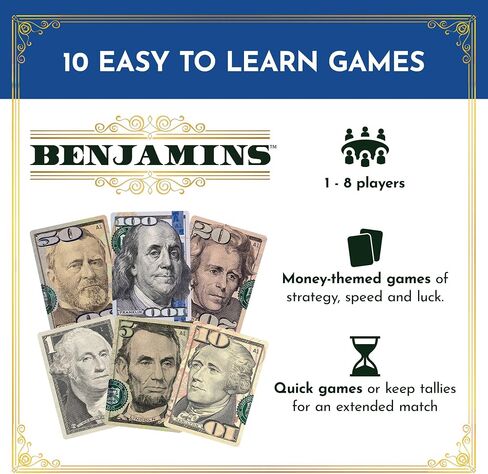 Benjamins Cash Cards – Money-Themed Card Games for Adults, Teens & Families, Fast-Paced Strategy Card Games for Parties, Entertaining & Fun Games for Family Night. Play with Money. in Saudi Arabia
