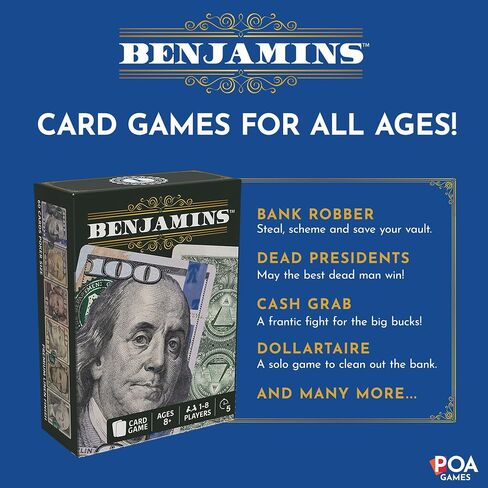 Benjamins Cash Cards – Money-Themed Card Games for Adults, Teens & Families, Fast-Paced Strategy Card Games for Parties, Entertaining & Fun Games for Family Night. Play with Money. in Saudi Arabia