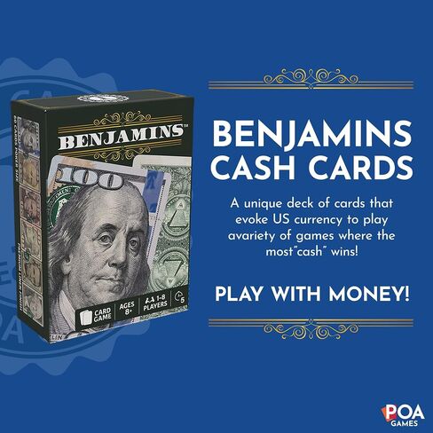 Benjamins Cash Cards – Money-Themed Card Games for Adults, Teens & Families, Fast-Paced Strategy Card Games for Parties, Entertaining & Fun Games for Family Night. Play with Money. in Saudi Arabia