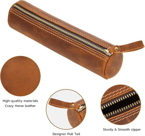 ECHSRT صغيرة القلم الرصاص Genuine قلم رصاص جلدي كامل الحبوب للرجال-حقيبة جلدية عتيقة لكبار منظمات المنظم للعمل والأسطوان in Kuwait