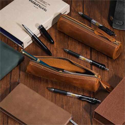 ECHSRT صغيرة القلم الرصاص Genuine قلم رصاص جلدي كامل الحبوب للرجال-حقيبة جلدية عتيقة لكبار منظمات المنظم للعمل والأسطوان in Kuwait