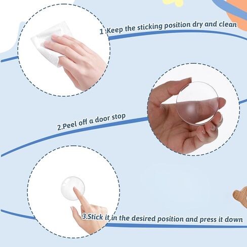 6 Pcs Clear Door Stoppers for Wall Protector, 2" Door Handle Stopper Clear Rubber Doors Knob Round Wall Shield Cushion Quiet Doors Bumper for Walls with Strong Back Adhesive in Saudi Arabia