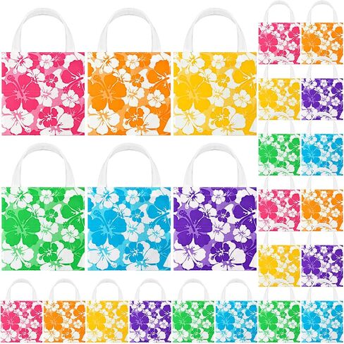 Taling 24 PCS حفلة هاواي تفضيل حقائب الكركديه Tiki Luau Goodie Gift Bags مع مقبض للأطفال لوازم عيد ميلاد الصيف غير المنسوجة in Saudi Arabia
