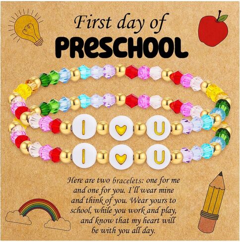 C-leen Back to School Supplies, First Day of Kindergarten Preschool Colorful Beaded Bracelets for Mommy and Me Back to School Stuff Gifts in Kuwait