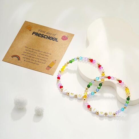 C-leen Back to School Supplies, First Day of Kindergarten Preschool Colorful Beaded Bracelets for Mommy and Me Back to School Stuff Gifts in Kuwait