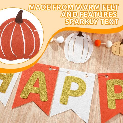 Epakh 3 Pcs Fall Happy Birthday Banner Little Pumpkin Birthday Garland for Girls or Kids Fall Wall Decor for Classroom, Halloween Party Decorations in Saudi Arabia