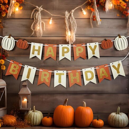 Epakh 3 Pcs Fall Happy Birthday Banner Little Pumpkin Birthday Garland for Girls or Kids Fall Wall Decor for Classroom, Halloween Party Decorations in Saudi Arabia