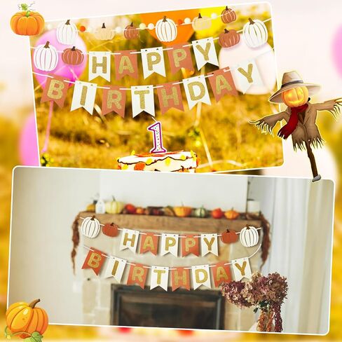 Epakh 3 Pcs Fall Happy Birthday Banner Little Pumpkin Birthday Garland for Girls or Kids Fall Wall Decor for Classroom, Halloween Party Decorations in Saudi Arabia