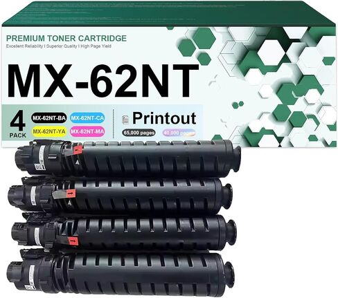متوافق مع خراطيش حزمة الحبر الحادة MX-62NT استبدال حزمة التحرير والسرد MX-62NT-BA MX-62NT-CA MX-62NT-MA MX-62NT-YA تتوافق مع PRINTES MX-6500 MX-6580 MX-7040 MX-7090 MX-7500 in Saudi Arabia