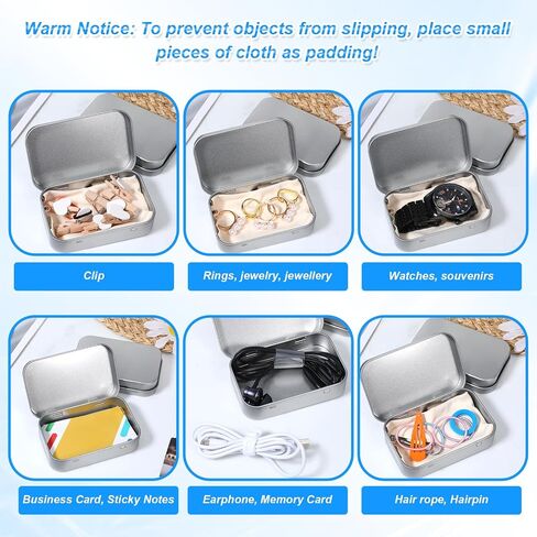 4 Pack Silver Metal Rectangular Empty Hinged Tins Box Containers, Empty Craft Containers Mini Portable Small Storage Container Kit with Lid for DIY Use, Home Storage in Saudi Arabia