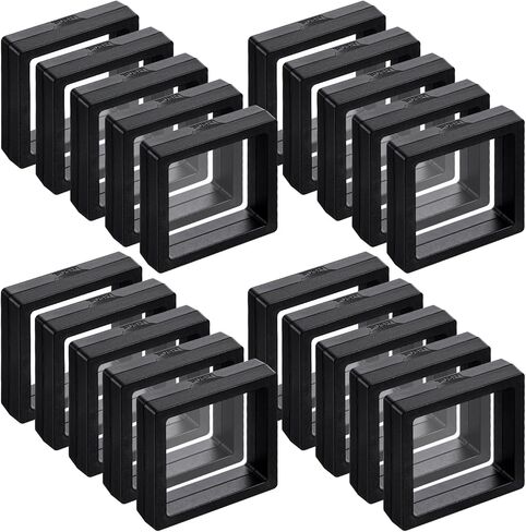 60 Pcs 3D Floating Display Case, Coin Display Case Black, 2.8 x 2.8 x 0.8 Inch Coin Frame Display-Holder Stands 3D Floating Jewelry Frame for Jewelry Shells Specimen Pins in Saudi Arabia