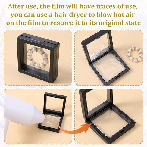 60 Pcs 3D Floating Display Case, Coin Display Case Black, 2.8 x 2.8 x 0.8 Inch Coin Frame Display-Holder Stands 3D Floating Jewelry Frame for Jewelry Shells Specimen Pins in Saudi Arabia