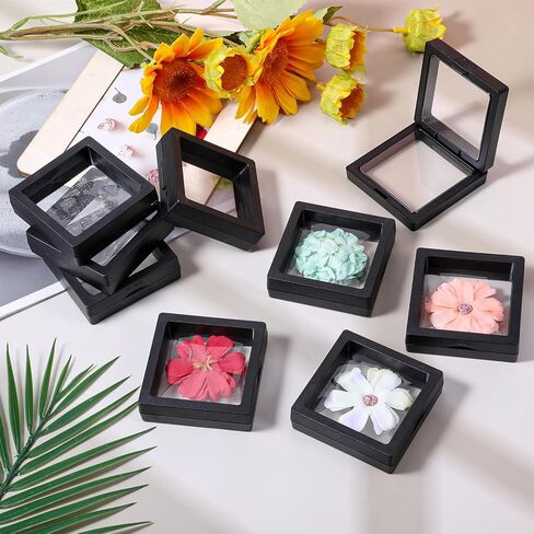 60 Pcs 3D Floating Display Case, Coin Display Case Black, 2.8 x 2.8 x 0.8 Inch Coin Frame Display-Holder Stands 3D Floating Jewelry Frame for Jewelry Shells Specimen Pins in Saudi Arabia