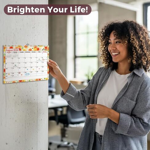 Cranbury Wall Calendar 2025-2026 8.5x11", Use Now to Dec 2026, Beautiful Floral Designs, Thick Paper, Large Daily Squares, Sturdy Spiral Binding, Use on Wall Lay or Flat as Monthly Desk Calendar in Kuwait