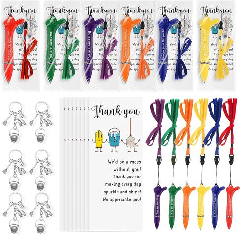 Housekeeping Appreciation Gift Thumbs up Pens with Lanyard Cleaning Keychains Thank You Greeting Cards in Saudi Arabia