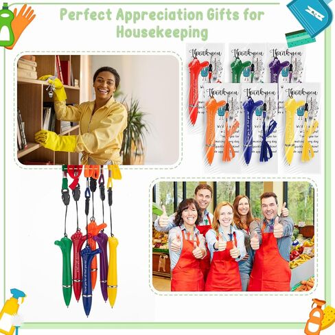 Housekeeping Appreciation Gift Thumbs up Pens with Lanyard Cleaning Keychains Thank You Greeting Cards in Saudi Arabia