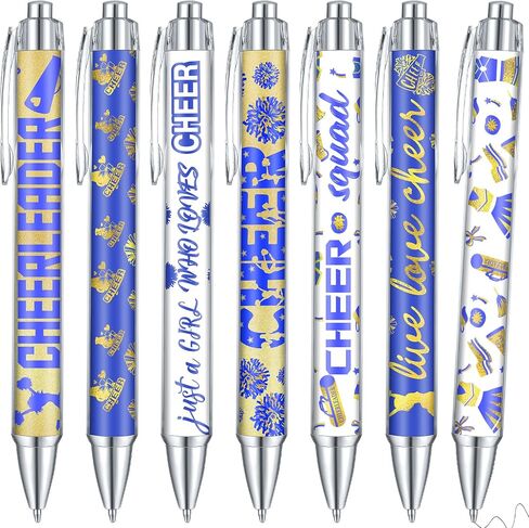 24 PCS Cheerleader Gift Bulk Cheer Point Pens Agefer Ink Black Ink Retractable Artably For Girls Team Sport Party Gifts Senior Night (Red White) in Saudi Arabia