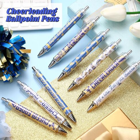24 PCS Cheerleader Gift Bulk Cheer Point Pens Agefer Ink Black Ink Retractable Artably For Girls Team Sport Party Gifts Senior Night (Red White) in Saudi Arabia