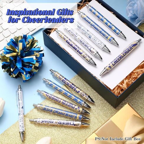 24 PCS Cheerleader Gift Bulk Cheer Point Pens Agefer Ink Black Ink Retractable Artably For Girls Team Sport Party Gifts Senior Night (Red White) in Saudi Arabia