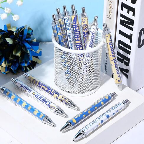 24 PCS Cheerleader Gift Bulk Cheer Point Pens Agefer Ink Black Ink Retractable Artably For Girls Team Sport Party Gifts Senior Night (Red White) in Saudi Arabia