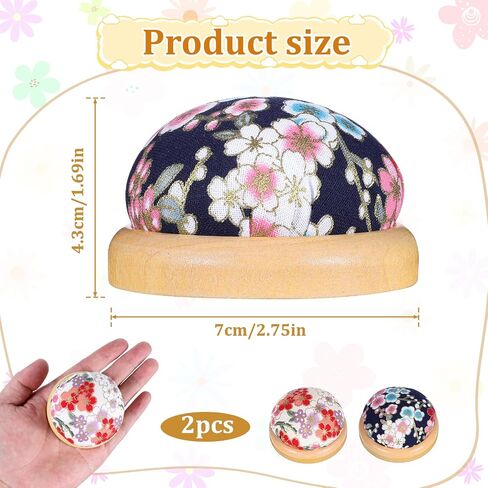 وسائد 2 قطعة للخياطة دبوس ، قاعدة خشبية الإبرة pincushions يابانية على الطراز الأزهار حاملي الإبرة اللطيف مستدير على شكل مستدير للحرف اليومية الخياطة اليدوية أو اللحف الأبيض والبحرية in Saudi Arabia