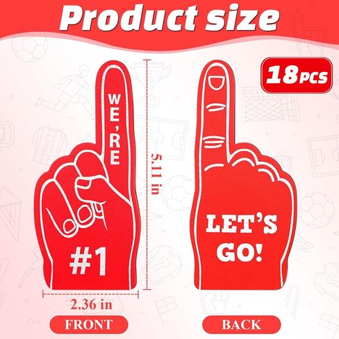 18PCS MINI FOAM FINGERS Baseball Fan Fani Mini Foam Feam ، Football Party Forms نحن #1 لوازم الحفلات الرياضية لمشجعي الأحداث الرياضية لكرة السلة لكرة السلة (RED) in Kuwait