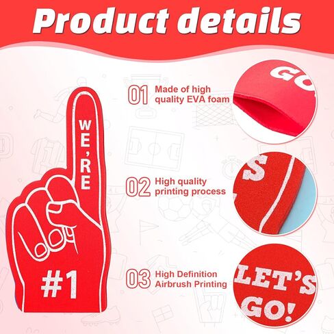 18PCS MINI FOAM FINGERS Baseball Fan Fani Mini Foam Feam ، Football Party Forms نحن #1 لوازم الحفلات الرياضية لمشجعي الأحداث الرياضية لكرة السلة لكرة السلة (RED) in Kuwait