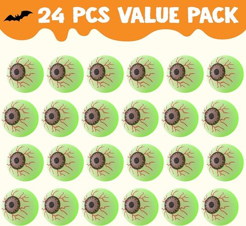Joyin 24 PCS Halloween Glow Eyelly Balls ، توهج في كرات العيون المظلمة لكرات الهالوين جوائز اللعبة ، خدعة أو معالجة الأزخرفة الحزبية. in Kuwait