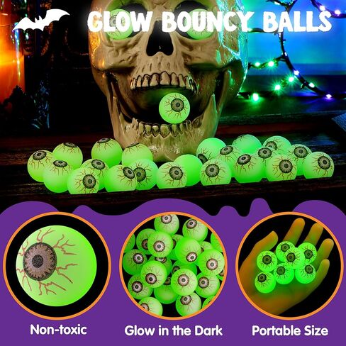Joyin 24 PCS Halloween Glow Eyelly Balls ، توهج في كرات العيون المظلمة لكرات الهالوين جوائز اللعبة ، خدعة أو معالجة الأزخرفة الحزبية. in Kuwait