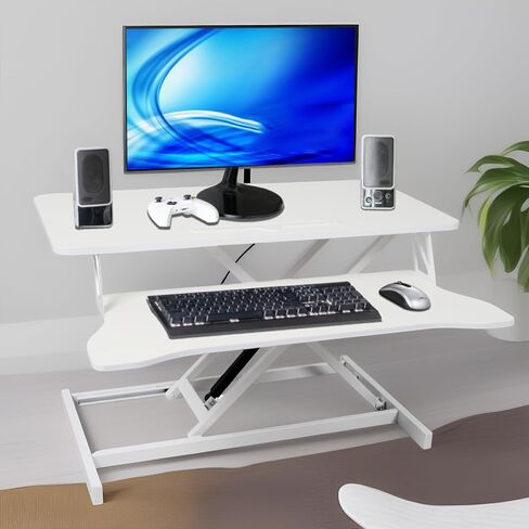 32 "ارتفاع محطة العمل المكتبية القابلة للتعديل - الجلوس إلى موقف مكتب الكمبيوتر المحمول ومحطة عمل الكمبيوتر المحمول مع صينية لوحة مفاتيح واسعة ، منصة مراقبة مزدوجة ، 44 رطلاً ، سوداء ، أسود in Saudi Arabia