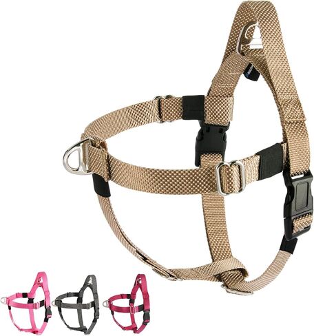 Annchwool Adjustable Dog Harness-Lightweight No Pull Dog Harness with Handle for Small & Medium and Large Dogs-Front Clip Easy for Walking Vest Harness(Brown,M) in Kuwait