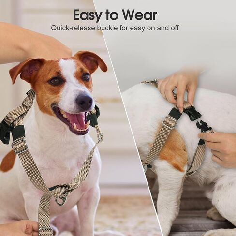 Annchwool Adjustable Dog Harness-Lightweight No Pull Dog Harness with Handle for Small & Medium and Large Dogs-Front Clip Easy for Walking Vest Harness(Brown,M) in Kuwait
