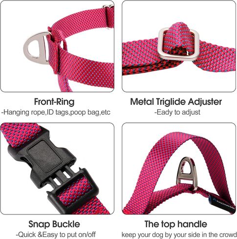 Annchwool Adjustable Dog Harness-Lightweight No Pull Dog Harness with Handle for Small & Medium and Large Dogs-Front Clip Easy for Walking Vest Harness(Brown,M) in Kuwait