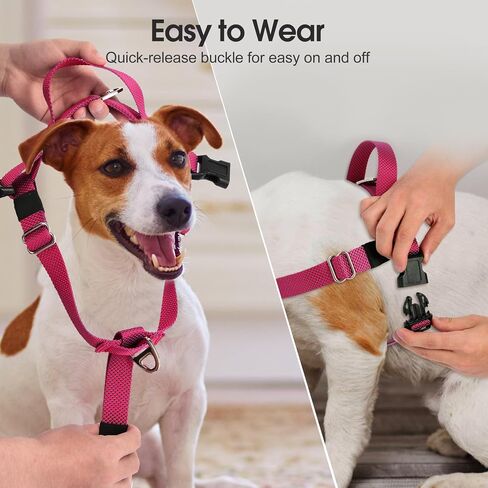 Annchwool Adjustable Dog Harness-Lightweight No Pull Dog Harness with Handle for Small & Medium and Large Dogs-Front Clip Easy for Walking Vest Harness(Brown,M) in Kuwait