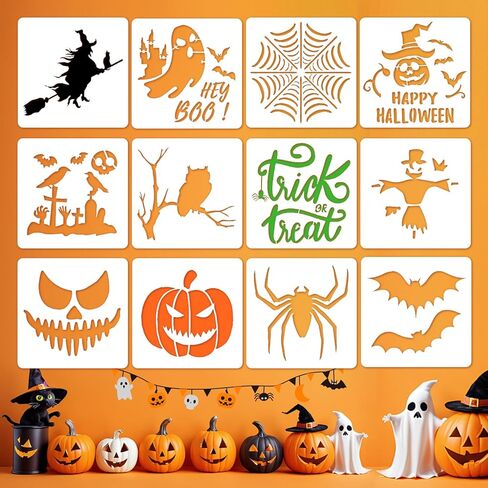 7.9 بوصة من الإستنسل الهالوين للطلاء ، 12 جهاز كمبيوتر الشخصي القابل لإعادة الاستخدام هالوين موضوع الرسم الرسم in Kuwait