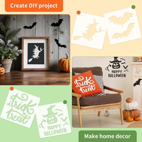 7.9 بوصة من الإستنسل الهالوين للطلاء ، 12 جهاز كمبيوتر الشخصي القابل لإعادة الاستخدام هالوين موضوع الرسم الرسم in Kuwait