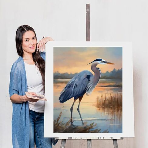 XTXGERL الطلاء بأرقام للبالغين KITS Heron Bird Animal Animal Diy Acrylic Pishing طقم للمبتدئين البالغين على القماش 16 "× 20" in Kuwait