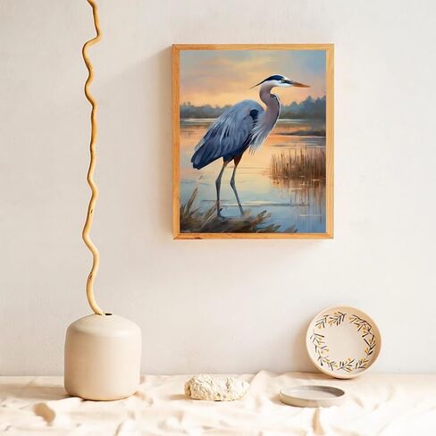 XTXGERL الطلاء بأرقام للبالغين KITS Heron Bird Animal Animal Diy Acrylic Pishing طقم للمبتدئين البالغين على القماش 16 "× 20" in Kuwait