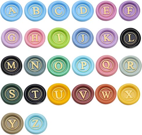 Mini Letter A -Z Wax Seal Seal Kit - 26 PCS ختم شمع الختم الأولي ، ختم أحادي النحاس 0.47 بوصة/12 مم للأظرف أو الدعوات أو هدايا عيد الحب in Kuwait