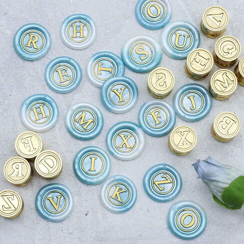 Mini Letter A -Z Wax Seal Seal Kit - 26 PCS ختم شمع الختم الأولي ، ختم أحادي النحاس 0.47 بوصة/12 مم للأظرف أو الدعوات أو هدايا عيد الحب in Kuwait