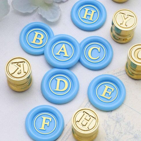 Mini Letter A -Z Wax Seal Seal Kit - 26 PCS ختم شمع الختم الأولي ، ختم أحادي النحاس 0.47 بوصة/12 مم للأظرف أو الدعوات أو هدايا عيد الحب in Kuwait