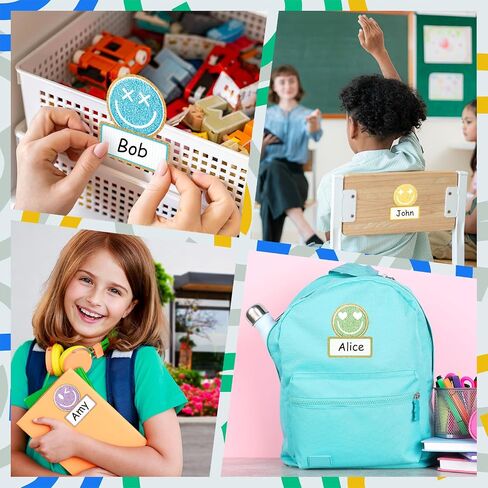 120Pcs Back to School Name Tag Stickers Smile Face Sticker Pastel Embroidered Style Happy Face Label Decals for Students Classroom Bulletin Board Desk Wall Message Board in Saudi Arabia