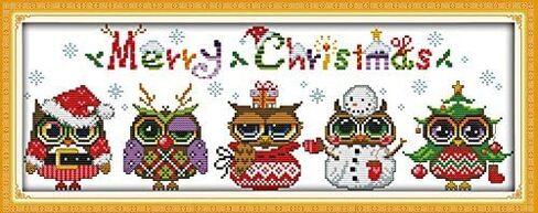 Happy Forever Cross Stitch Kits 11CT Stamped Patterns for Kids and Adults, DIY Preprinted Embroidery kit for Beginner, Christmas Celebration (K991 Merry Christmas, Size 21''x8'') in Kuwait